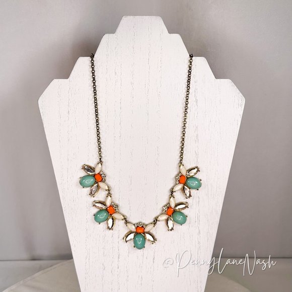 Vintage Multicolor Flower Beads Statement Necklace - Picture 1 of 6
